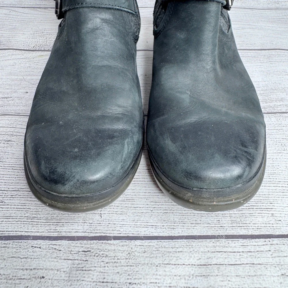UGG Simmens Waterproof Boots Black Leather Wool Mixed Media Womens 8.5 1005269